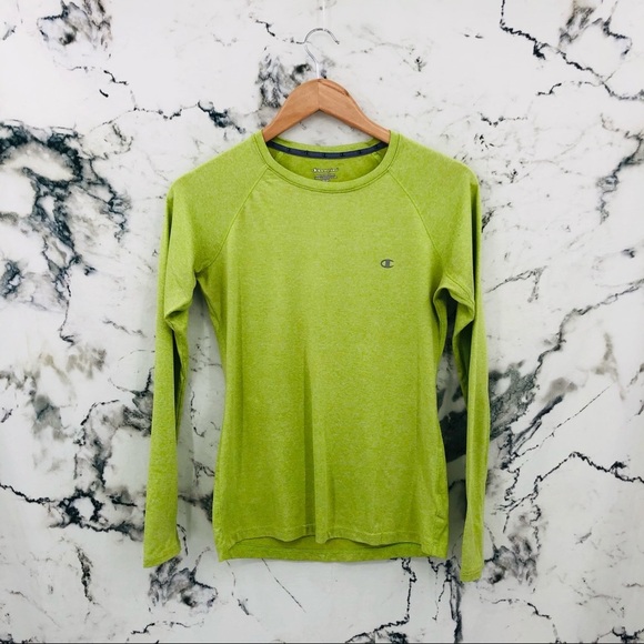 V028 💖 Champion Long Sleeve Crew Neck Top Green - Picture 2 of 4